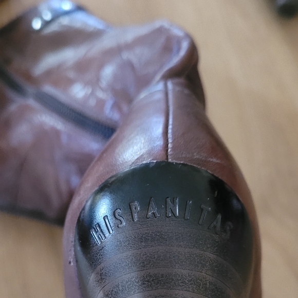 Hispanitas Brown and Black Distressed Knee High Boots - Picture 7 of 7